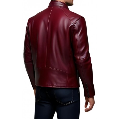 Blouson cuir homme en agneau bordeaux modèle Rizoli