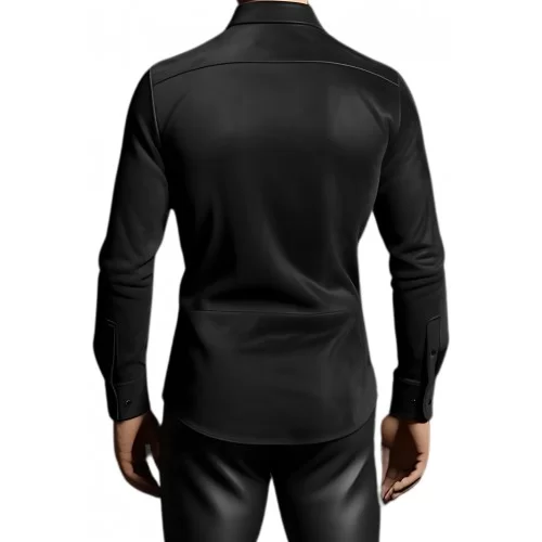 Chemise homme agneau velours daim stretch noir modèle Ken