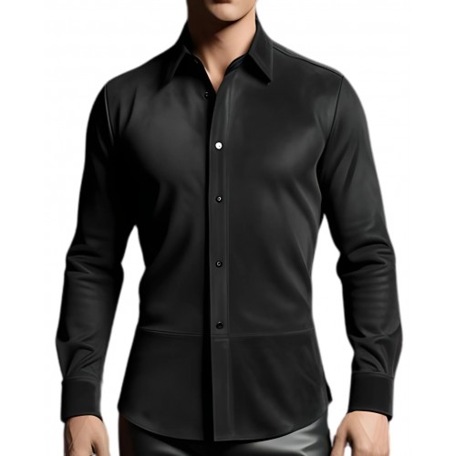 Chemise homme agneau velours daim stretch noir modèle Ken