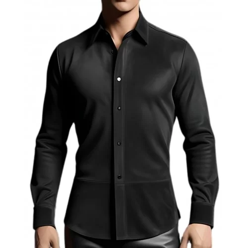 Chemise homme agneau velours daim stretch noir modèle Ken