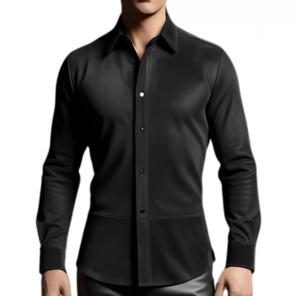 Chemise homme agneau velours daim stretch noir modèle Ken