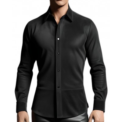 Chemise homme agneau velours daim stretch noir modèle Ken