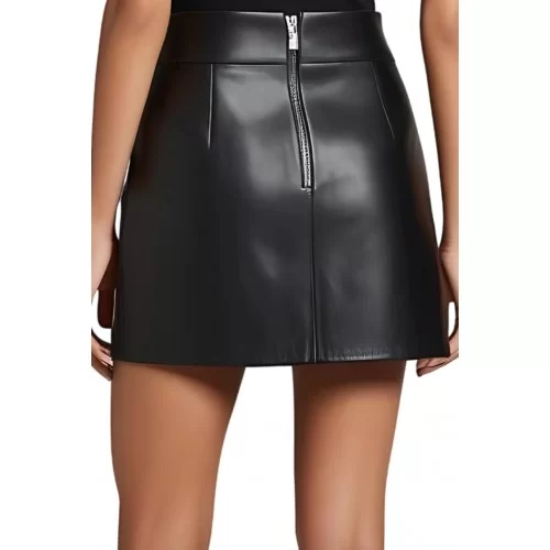 Jupe courte en agneaux 2 couleurs noir et argent modèle Dora