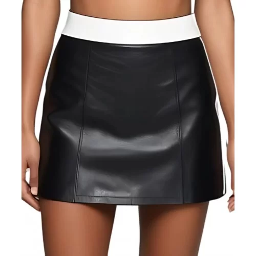 Jupe courte en agneaux bicolore noir et blanc modèle Xandia