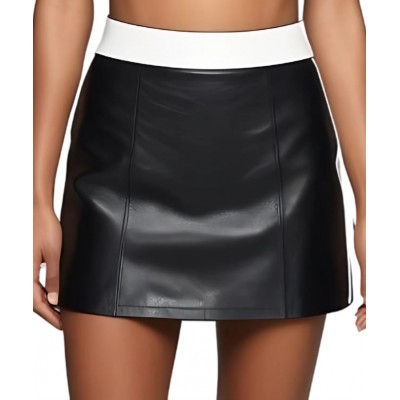 Jupe courte en agneaux bicolore noir et blanc modèle Xandia