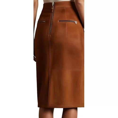 Jupe mi longue en agneau velours marron modèle Atissia