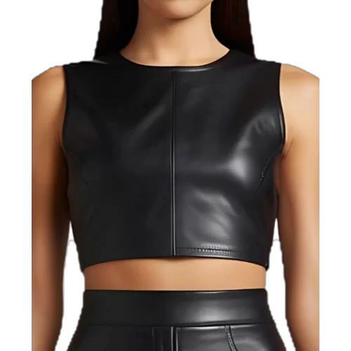 Bustier haut en agneau noir modèle Cerna