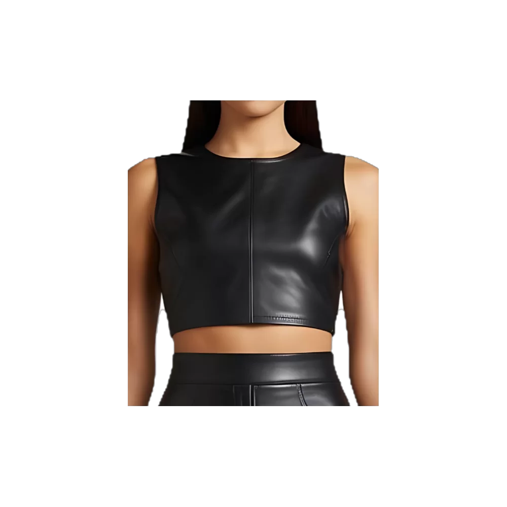 Bustier haut en agneau noir modèle Cerna
