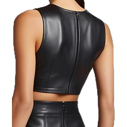 Bustier haut en agneau noir modèle Cerna