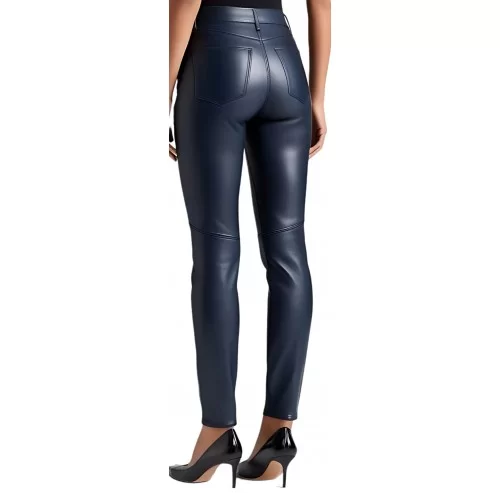Pantalon cuir femme jeans en agneau bleu modèle Brésilia