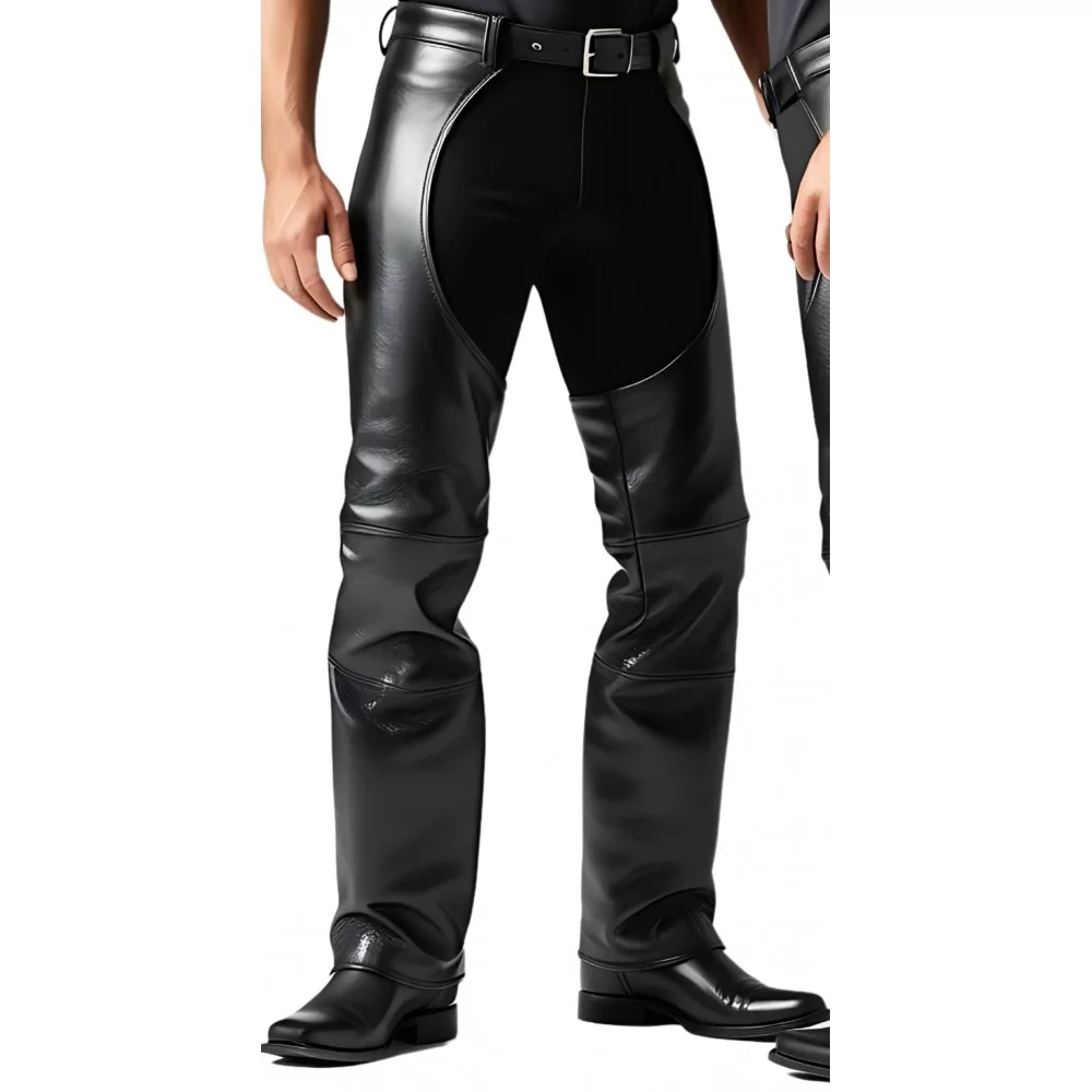 Chaps cuir en vachette noir modèle Westome