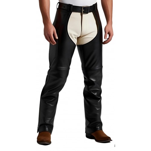 Chaps en cuir de mouton noir modèle Ribera