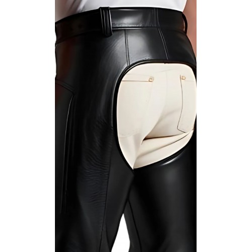Chaps en cuir de mouton noir modèle Ribera