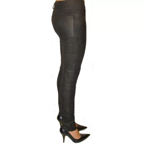 Pantalon cuir en agneau stretch impression python modèle bonny