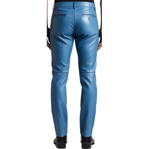 Pantalon jeans en cuir d'agneau bleu modèle Nimrod