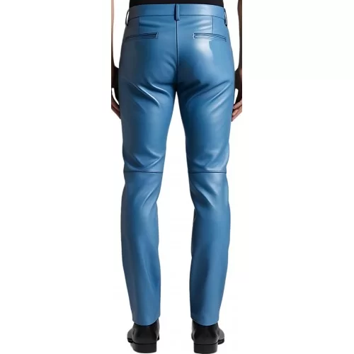 Pantalon jeans en cuir d'agneau bleu modèle Nimrod