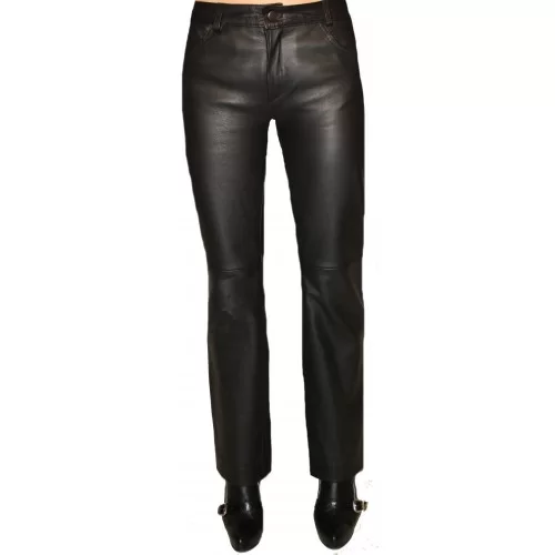 Pantalon cuir agneau noir coupe jeans modèle Glady