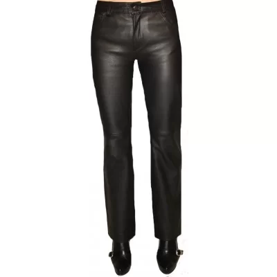 Pantalon cuir agneau noir coupe jeans modèle Glady