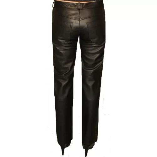Pantalon cuir agneau noir coupe jeans modèle Glady