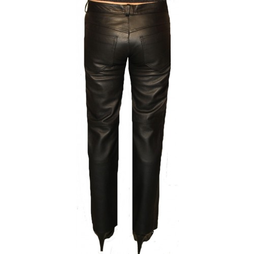 Pantalon cuir agneau noir coupe jeans modèle Glady