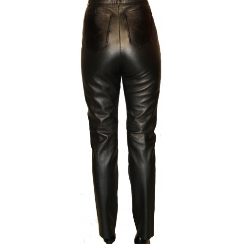 Pantalon cuir femme coupe classique couleur noire modèle Karen