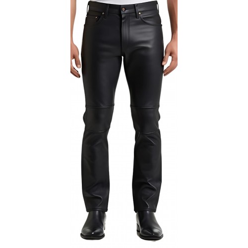Pantalon jeans homme en cuir d'agneau plongé modèle Galane