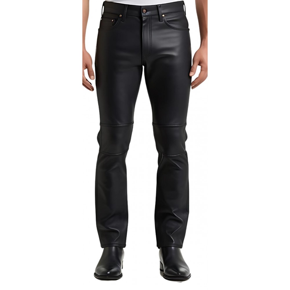 Pantalon jeans homme en cuir d'agneau plongé modèle Galane
