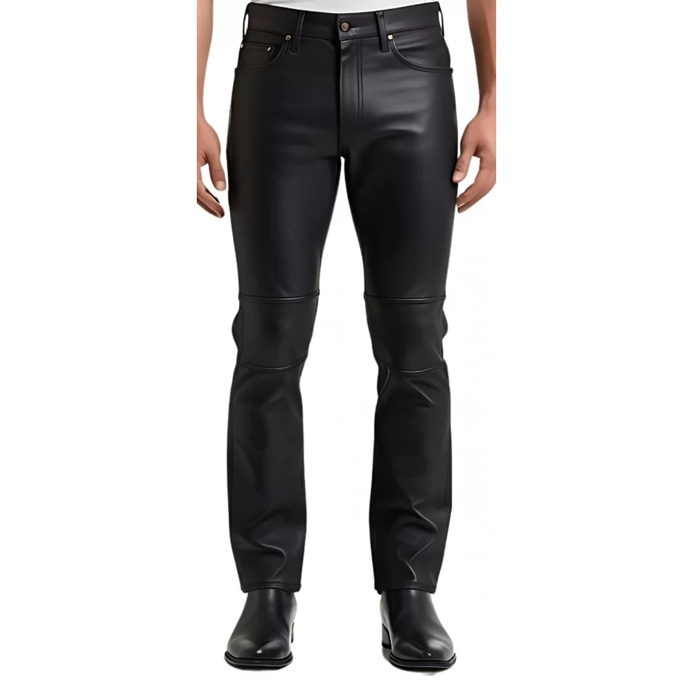 Pantalon jeans homme en cuir d'agneau plongé modèle Galane