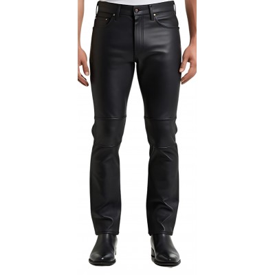 Pantalon jeans homme en cuir d'agneau plongé modèle Galane