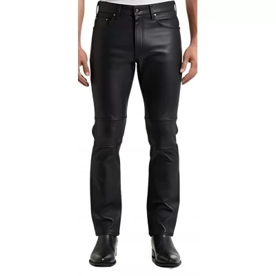 Pantalon jeans homme en cuir d'agneau plongé modèle Galane