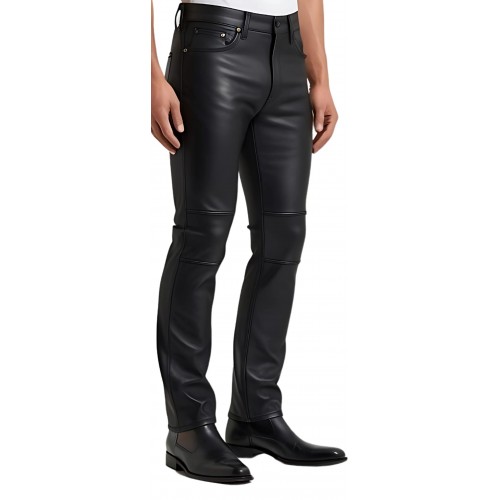 Pantalon jeans homme en cuir d'agneau plongé modèle Galane