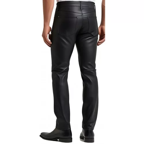 Pantalon jeans homme en cuir d'agneau plongé modèle Galane