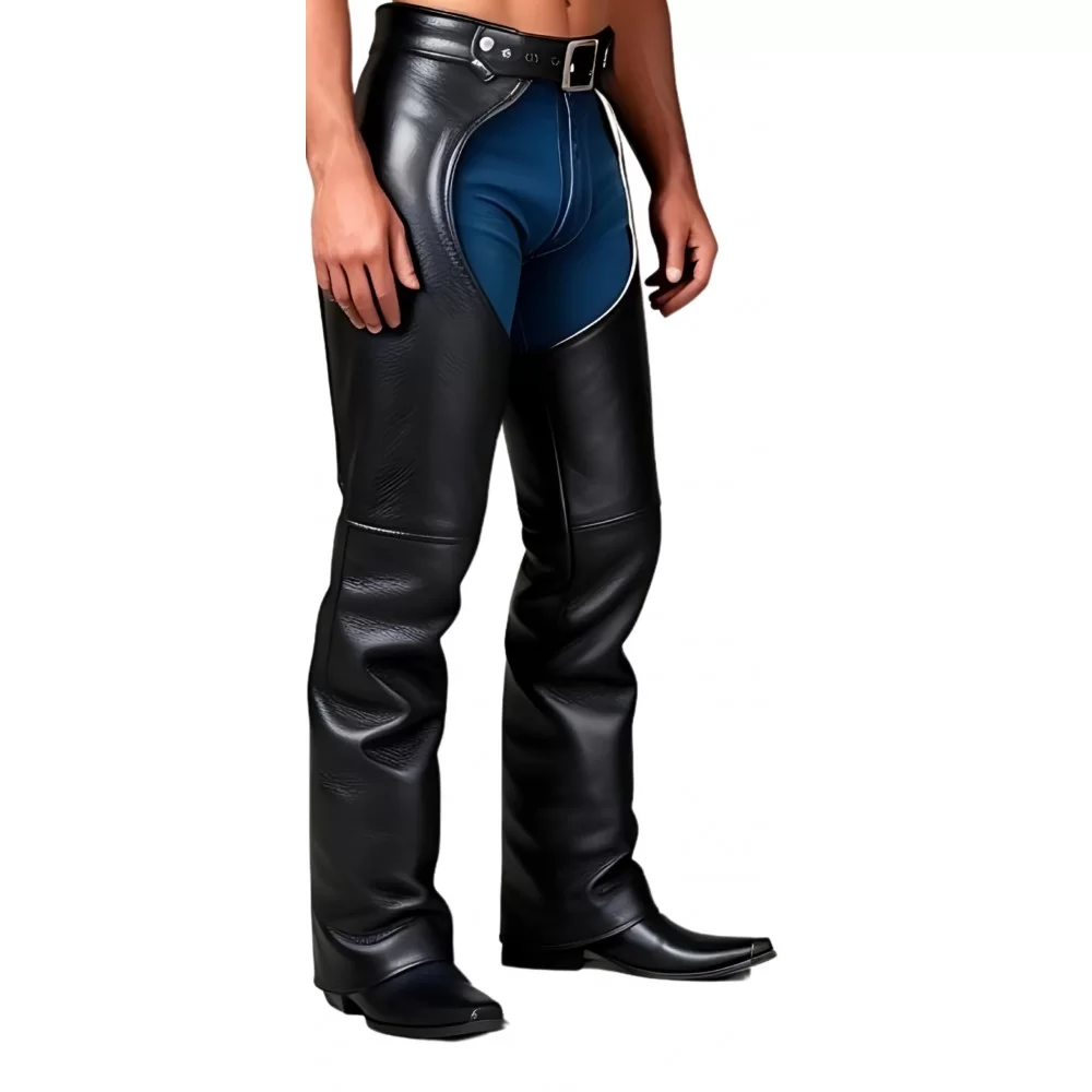 Chaps en cuir d'agneau noir modèle Karlos