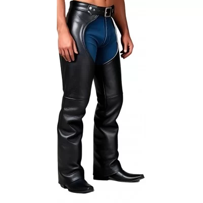 Chaps en cuir d'agneau noir modèle Karlos