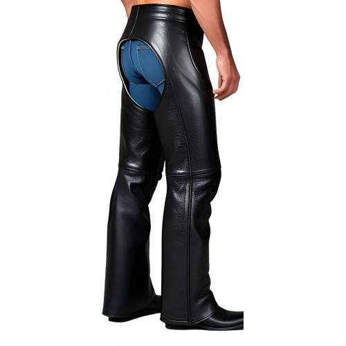 Chaps en cuir d'agneau noir modèle Karlos