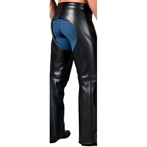 Chaps en cuir d'agneau noir modèle Karlos
