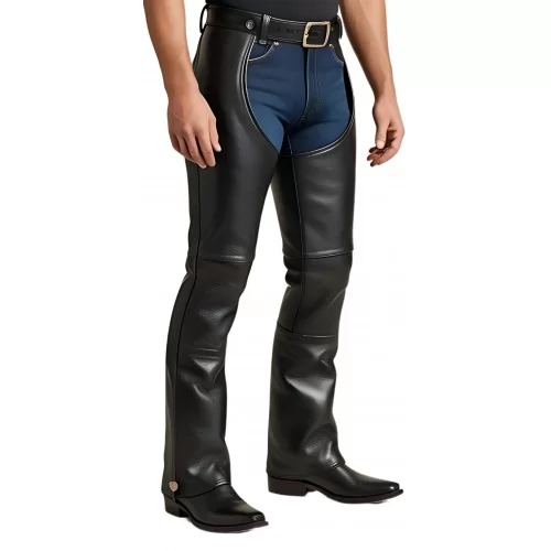 Chaps en cuir d'agneau noir modèle Xanado