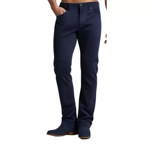Pantalon style jeans en agneau velours bleu modèle Zallo
