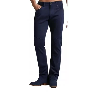 Pantalon style jeans en agneau velours bleu modèle Zallo