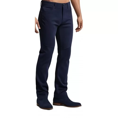 Pantalon style jeans en agneau velours bleu modèle Zallo