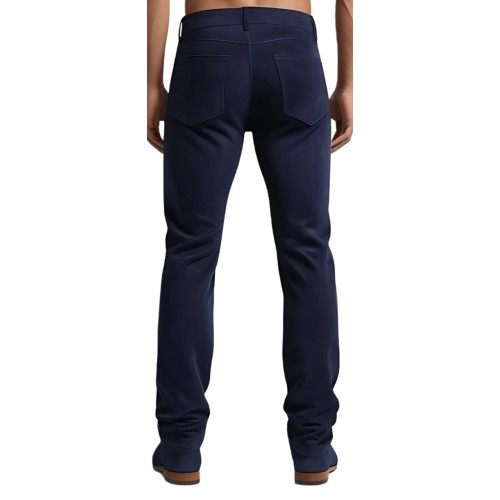 Pantalon style jeans en agneau velours bleu modèle Zallo
