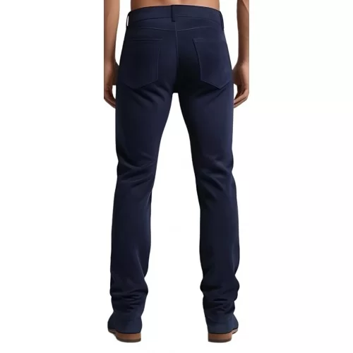 Pantalon style jeans en agneau velours bleu modèle Zallo