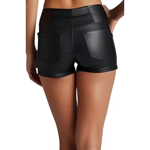 Short en cuir agneau stretch noir modèle Mariade