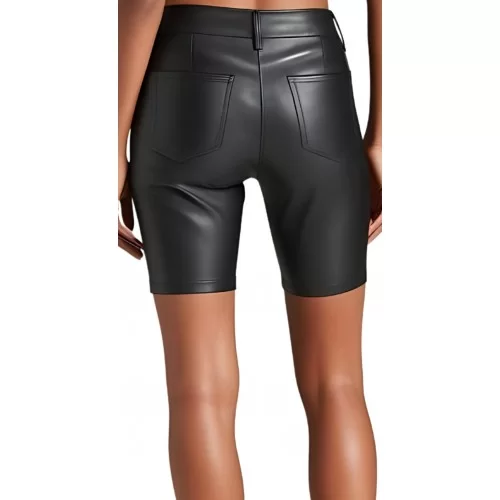 Short bernuda en cuir stretch noir modèle Anabelle