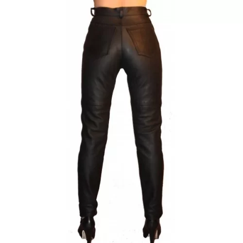 Pantalon en cuir d'agneau noir modèle Laly