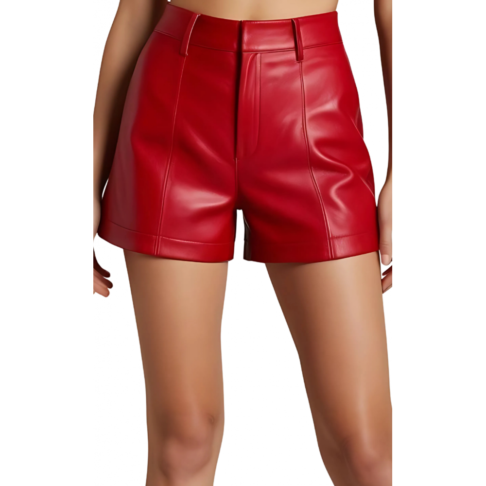 Short femme en agneau couleur rouge modèle Frola
