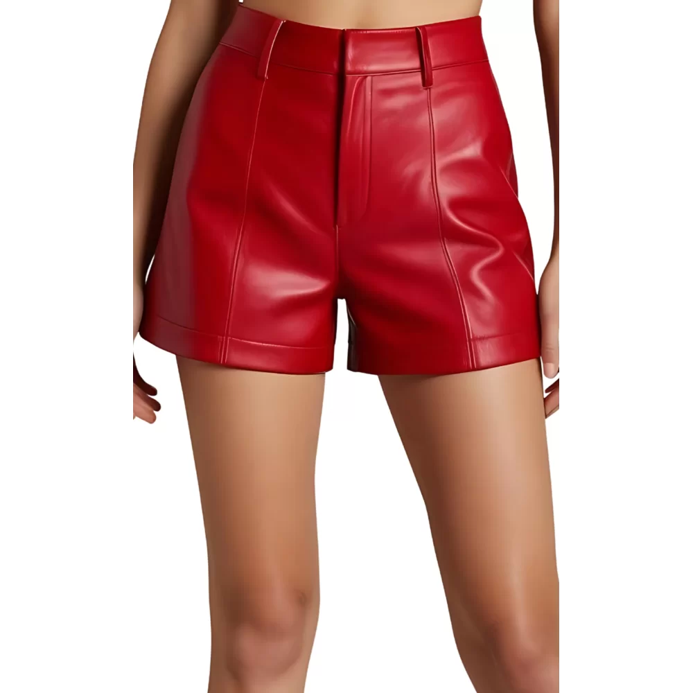 Short femme en agneau couleur rouge modèle Frola
