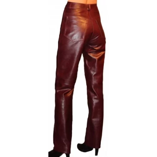 pantalon femme cuir agneau waxy bordeaux fabrication française haut de  gamme à prix bas