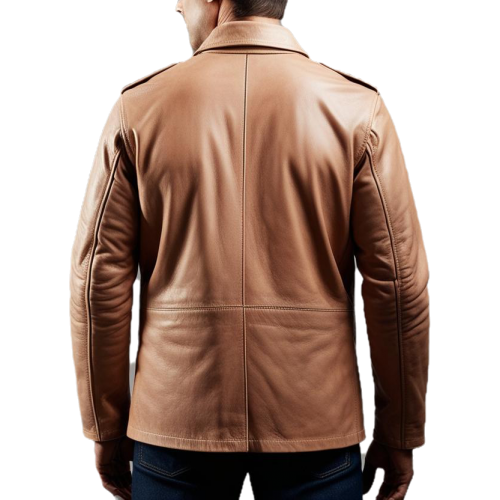 Veste de combat trois quart homme cuir vachette marron modèle Tankeur