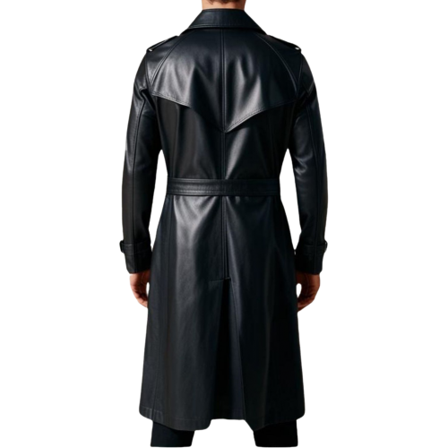 Trench en cuir homme cuir agneau noir modèle tribaly